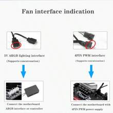 12厘米静音机箱风扇，ARGB 5V 3针，机箱散热通风温度控制，镜像设计，适用于风冷和水冷 - 7Pro黑色反向 - 查看 5
