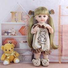 55厘米可爱长发DIY发型仿真娃娃，全乙烯基材质，可水洗，可换装游戏，适合重生娃娃，是过家家游戏的完美生日礼物。 - 卡其色 - 查看 7