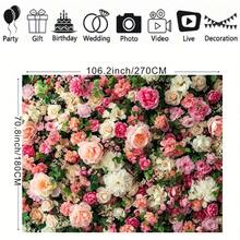 Valentine's Day Romantic Floral Wall Backdrop Perfect For Indoor/Outdoor Weddings, Proposals, Birthdays, Maternity Shoots, Holiday Parties Decorative Photography Banner Vinyl