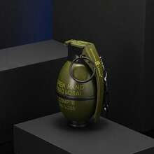 Grenade Shaped Windproof Lighter Series, Windproof Flashlight Lighter - Refillable  Lighter, Adjustable Multi-Function Outdoor BBQ, Kitchen, Camping EDC Tool, No Batteries Required Ideal Men's Gift - Christmas Present (No Nitrile Gas) - Green - View 9