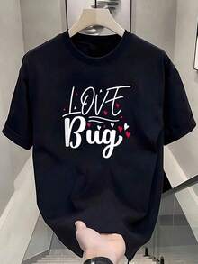 Gráfico de pareja de San Valentín con un corazón adorable y un insecto - Blanco - Ver 1