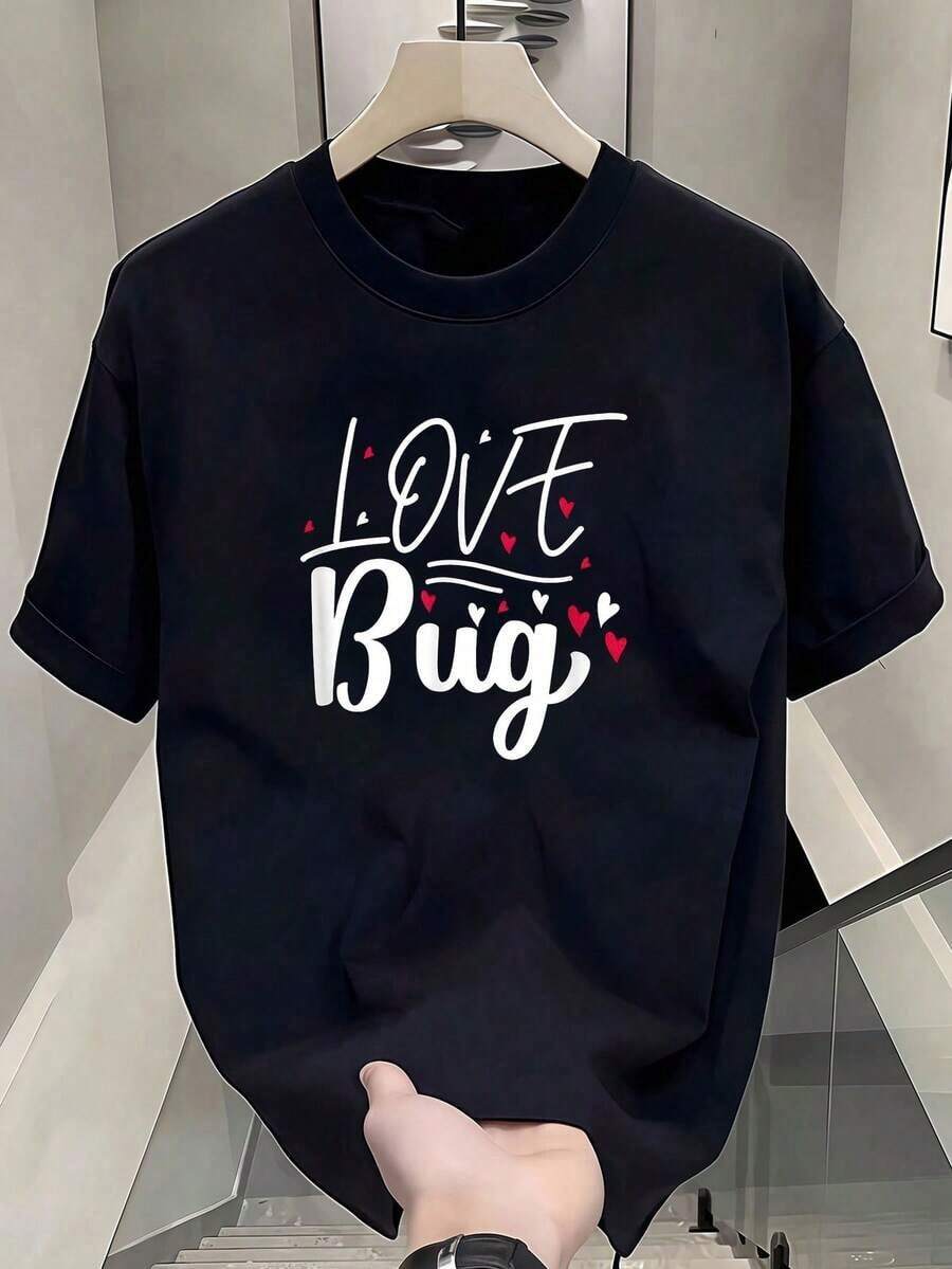 Gráfico de pareja de San Valentín con un corazón adorable y un insecto - Blanco - Ver 1