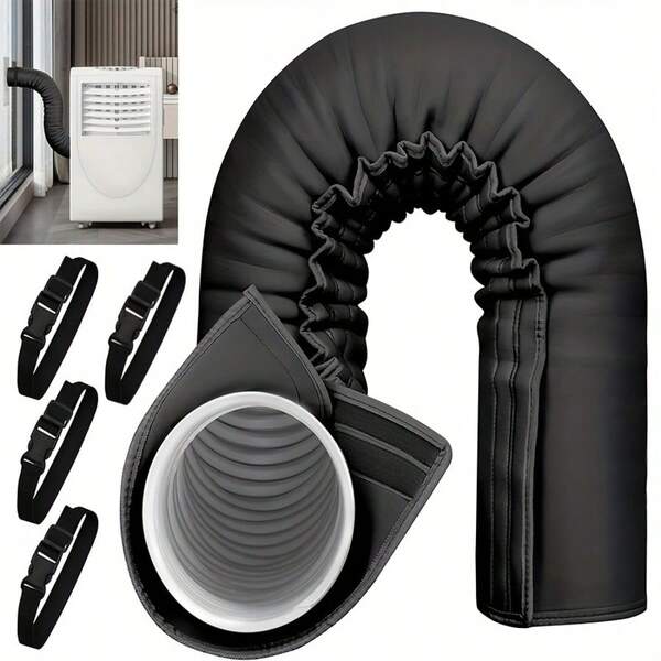 600D Oxford Fabric Empty Sleeve Pipe Protector, Flexible Copper Pipe Protector + Aluminum Foil 6.0 Feet Outdoor Insulation Cover, Suitable For Central Air Conditioner/ Split Air Conditioner With 4 Strips, Outdoor Unit Cover, High Thermal Insulation,