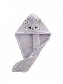 Cască adorabilă pentru prosop de păr cu uscare rapidă - Accesoriu de baie absorbant din poliester moale, potrivit pentru păr lung și creț, fără parfum, culori multiple, utilizare în tot sezonul, eșarfă caldă și ușoară, prosop de păr, înfășurare prosop de păr pentru păr lung negru, accesoriu de păr, accesoriu de baie, design cu pisică de desene animate pentru păr lung și creț, culori multiple, accesoriu de baie | Accesoriu jucăuș de păr - Multicolor - Vizualizare 6