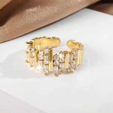 1pc Fashionable Niche Style Trending Zirconia Open Ring, Luxurious High-End Band, Suitable For All Occasions: Daily, Gathering, Party, Valentine's Day, Christmas, New Year - Multicolor - View 3