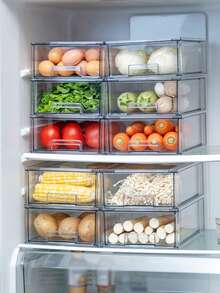 1 hộp đựng thực phẩm kín hơi, chống ẩm, dùng trong tủ lạnh, hộp đựng rau củ quả có nắp đậy, dụng cụ sắp xếp nhà bếp, thích hợp cho tủ lạnh và tủ bếp. - Trong sáng - Xem 2