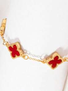 1 件优雅幸运四叶草女士手链，适合夏季日常佩戴，送给朋友的绝佳礼物