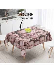 1pc Customized Photo Tablecloth - Use Your Own Photo Or Text Design, Suitable For Mother's Day, Valentine's Day, Christmas, Father's Day, Party, Restaurant, Cafe, Buffet, Picnic - Indoor And Outdoor Use - Style 2 - View 2