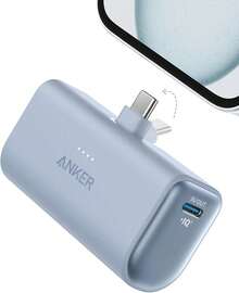 Power Bank con Conector USB-C Plegable Integrado, Cargador portátil de 5000 mAh 22.5, para 17/16/15 Serie, S22/23 Series,, Pro/, yás (Azul) - Ver 1