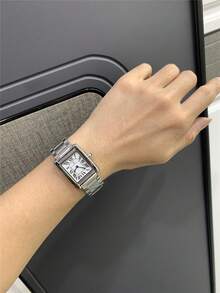 Pablo Raez A Single-Piece Classic Women's Watch Set, Featuring High-Quality Stainless Steel Silver, An Original Charming And Luxurious Dress Watch, An Elegant New Vintage Women's Watch, A Beautifully Designed Rectangular Quartz Watch, A Stylish White Dial, A High-Quality Popular Square Women's Wristwatch, 50-Meter Water Resistance, - Silver - View 7