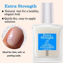 LOVCARRIE 圣诞礼物，专业级指甲硬化剂 - 瞬间增亮强韧，无需/不含紫外线灯，天然配方，不含酒精或烘烤，持久光泽，适用于脆弱、易断裂指甲的指甲强化剂