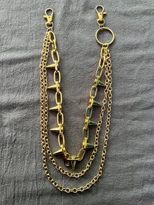 1 Peça Cinto Minimalista Multicamadas, Rebite Dourado com Acessório de Cintura em Corrente de Ferro, Adequado para Homens e Mulheres, Uso Diário, Festa e Encontros, Joia de Presente - Multicolorido - Visão 4