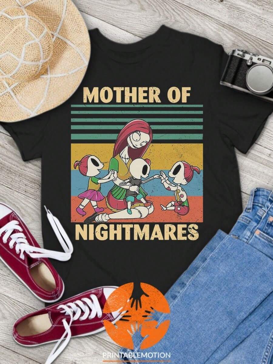 Mother Of Nightmares Funny Sally Vintage T-Shirt, Nightmare Before Christmas Shirt - màu đen - Xem 1