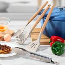 Silicone Cooking Utensil Set,12 PCS Cooking Cookware Kitchen Utensils Set For Cooking, Nonstick 446°F Heat-Resistant Cookware Kitchen Tools Of Spoon,Brush,Whisk,Spatula,Turner Tongs (Khaki) - Khaki - View 5
