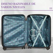 Mano 20in Bali Viaje Cabina Carry On 10kg Candado Ruedas 360 Nueva moda de 20 pulgadas rueda universal equipaje de viaje retro estilo portátil caja de tirador maleta de negocios - Morado 8166 - Ver 6