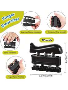 5-Pcs Grip Strength Training Set (Silicone Finger Gripper, Grip Ball, Grip Ring) Gym Accessories-Adjustable Resistance Hand Grip Strengthener, Forearm Exerciser For Muscle Building And Athletic Grip Trainer, Hand Strengthener Tool Kit - 黑色 - 查看 6