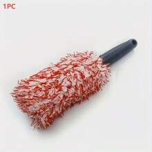 1支长柄超细纤维轮胎清洁刷，适用于洗车用品，毛绒轮毂刷，保护车身表面不留划痕，深度清洁轮毂，符合人体工程学手柄，适用于轿车、卡车、摩托车，有助于清洁车辆细节，耐用塑料手柄，柔软刷毛。