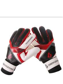 1 双成人守门员手套，防滑训练手套，带手指保护，守门员装备 - 紅色 - 查看 4