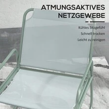 Outsunny 3-Piece Bistro Set, Balcony Furniture Set With 1 Table And 2 Chairs, Green Mesh Garden Seating Group For Garden And Patio