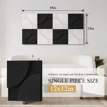 Acoustic Wall Panels 8 Pack 2" X 2" Wall Art Sound Proof Panels 3D Carving Decorative Sound Absorbing Panels For Walls For Recording Studio Office Home, Black & Beige,31321678 - 黑色 - 查看 5
