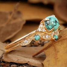 2入組時尚的藍綠寶石女戒