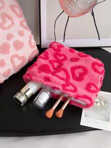 This Cute Large-Capacity Cosmetic Bag Features An Embroidered Bow, Serving As Both A Portable Travel Organizer And A Toiletry Bag, Perfect For Storing Makeup, Skincare Products, Toiletries, And Makeup Brushes. It Is An Ideal Choice For Autumn, Winter, And The Christmas Season.,Pouch,Makeup Pouch,Travel Essential - Multicolor - View 11