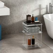 2-Tier Acrylic Side Table, Modern Home Bedside Table, Transparent Bedroom Coffee Table, Suitable For Living Room, Sofa, Bathroom - Transparent - View 7