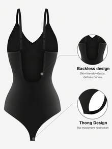 2pcs Women Seamless Backless Shapewear, Tummy Control Jumpsuit, Waist Trainer, Butt Lifter - Multicolor - View 9