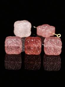 1件天然鸽血红/浅草莓石英蝴蝶/玫瑰花/狐狸/熊形吊坠，疗愈水晶，带来情感祝福和正能量，适合DIY珠宝制作、手链、项链和其他艺术饰品 - 彩色 - 查看 5