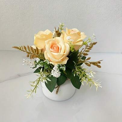 ดอกกุหลาบประดิษฐ์ที่เหมือนจริงสีขาวหรือสีแดงเข้ม - พร้อมภาชนะ - การจัดดอกไม้ที่ยาวนานสำหรับบ้าน, งานแต่งงาน, สำนักงาน, วันวาเลนไทน์, คริสต์มาส, ฮาโลวีน, วันขอบคุณพระเจ้า, การตกแต่งอีสเตอร์ - ไม่ต้องบำรุงรักษา - ของขวัญที่สมบูรณ์แบบสำหรับพิธีขึ้นบ้านใหม่, การสำเร็จการศึกษา, วันครบรอบ - การตกแต่ง centerpiece โต๊ะที่หรูหรา, ของประดับงานแต่งงาน, ของตกแต่งบ้านที่มีสไตล์, ดอกไม้ประดิษฐ์, กระถางดอกไม้ประดับ, นักช้อปวันหยุด