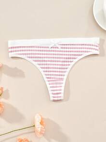 5pcs Women's Panties Set, Minimalist Cute Cotton Panties, Floral Hollow-Out Thong - Multicolor - View 3