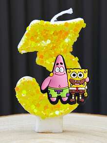 可爱的海绵宝宝数字蜡烛（0-9）——儿童生日蛋糕装饰！动漫卡通派对配件，海绵宝宝粉丝庆祝活动的完美主题用品！ - 彩色 - 查看 16