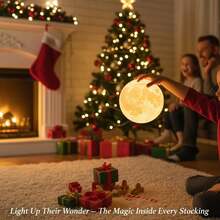 Moon Lamp - 3D Printed LED Night Light 6.3' With Wooden Base, White Elephant Gift For Women, Mom, Kids, Christmas Thanksgiving Table Decor Touch-Dimmable & Dual-Color, White & Yellow - 16 種顏色 - 查看 9