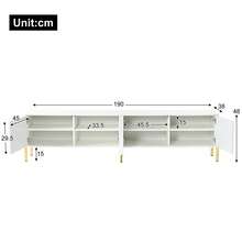 Black And White TV Unit Measuring 190 Cm (W) X 38 Cm (D) X 48 Cm (H) With Gold Table Legs. - White - View 10