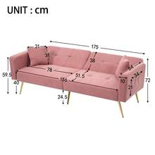 Optional Multicolour Sofa Bed With Sleeping Function, Adjustable Angle, Gold Legs With Cushions And Side Storage Pockets. - Pink - View 10