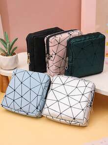 1pc Creative New Fashionable Cute Girl Portable Sanitary Pad Storage Bag, Mini Cartoon Girl Period Hygiene Pad Organizer Bag, Travel Cosmetic Bag, Coin Purse, Toiletry Bag, Multi-Functional Storage Bag, Suitable For Storing Coins, Cosmetics, Lipstick, Sanitary Pads, Tissues And Other Small Items, Applicable For Women Business Trip, Travel, Vacation, Student Back To School, Can Be Used As Gifts For Friends, Valentine's Day Gifts, Souvenirs - Multicolor - View 3