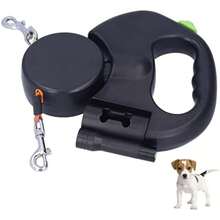 Correa Retráctil para Perros, Nylon 1 Tow 2 Correa Doble Retráctil para Perro con Linterna, Correa para Mascotas Sin Enredos de 360° 9.8 Pies para Perros de Hasta 55 Libras, Freno de Una Mano, Pausa(default) - Multicolor - Ver 2
