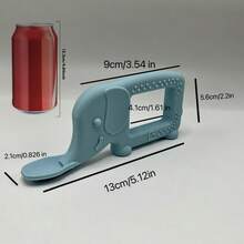 卡通婴儿硅胶趣味牙胶、咀嚼玩具、安抚奶嘴、防咬工具、磨牙玩具、可咀嚼勺 - 米色(大象) - 查看 3
