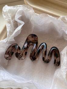 2个/1个 女士 4.25英寸/10.8厘米 棕色玳瑁波浪形塑料爪发夹，时尚百搭高端优雅简约纯色发爪，适合日常、休闲、派对、海滩、发型设计、化妆、配饰 时尚发饰 女士头巾 冬季发饰 优雅爪夹 夏季度假发夹 - 彩色 - 查看 5