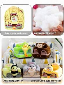 Libsit 1pc Only Cover Toddler Anti-Fall Training Sitting Posture Sofa, Enlarged And Thickened Toddler Learning Seat. Baby Sofa Seat Cover. Filling Is Not Included Baby Sofa Support Seat Cover Baby Plush Chair Learning To Sit Comfortable Toddler Nest Puff Washable Without Filler - Yellow - View 10
