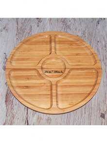 Cesta de frutas de madera con múltiples compartimentos, soporte grueso para aperitivos y desayuno, bandeja redonda para postres y aperitivos - Beis - Ver 5