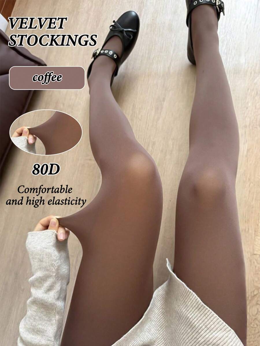 高腰仿半透明舒适连裤袜，保暖内衬，适合各种肤色