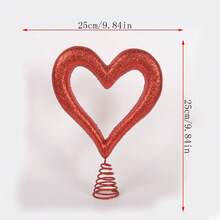 Christmas Heart Tree Topper With Spring Creative Metal Tree Hat Ornament For Home Office Party - Burgundy - View 2