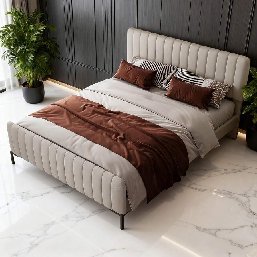 Bed Bases & Foundations - Gray+Beige + Linen-1 - View 1