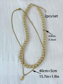 Bộ 2 dây chuyền chữ A-Z mini trơn đơn giản đính hạt thủ công bằng thép không gỉ mạ vàng cho trang phục hàng ngày của phụ nữ - Món quà lý tưởng cho bạn gái, mẹ, gia đình, bạn bè, con gái, thích hợp cho lễ kỷ niệm, ngày lễ tình nhân, ngày của mẹ, sinh nhật, tốt nghiệp, trang phục hàng ngày, đám cưới, tiệc tùng - Vàng - Xem 4