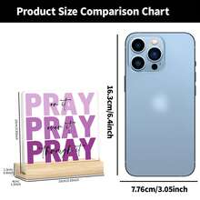 1pc Pray On It Over It Through It Christmas Decor – Uplifting Blue Acrylic Faith Plaque Gift | Christian Holiday Sign For Desk, Bedroom, Church | Perfect For Women & Pastors Home Decor Christmas Decorations Room Decor