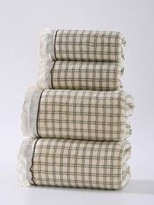 1条/2条装现代简约花卉珊瑚绒浴巾，超柔软吸水，超大尺寸，速干，不掉毛，桑拿浴巾，高品质浴室用品，送给伴侣的最佳礼物。浴巾尺寸：34*75厘米，浴巾尺寸：70*140厘米 - 彩色 - 查看 1