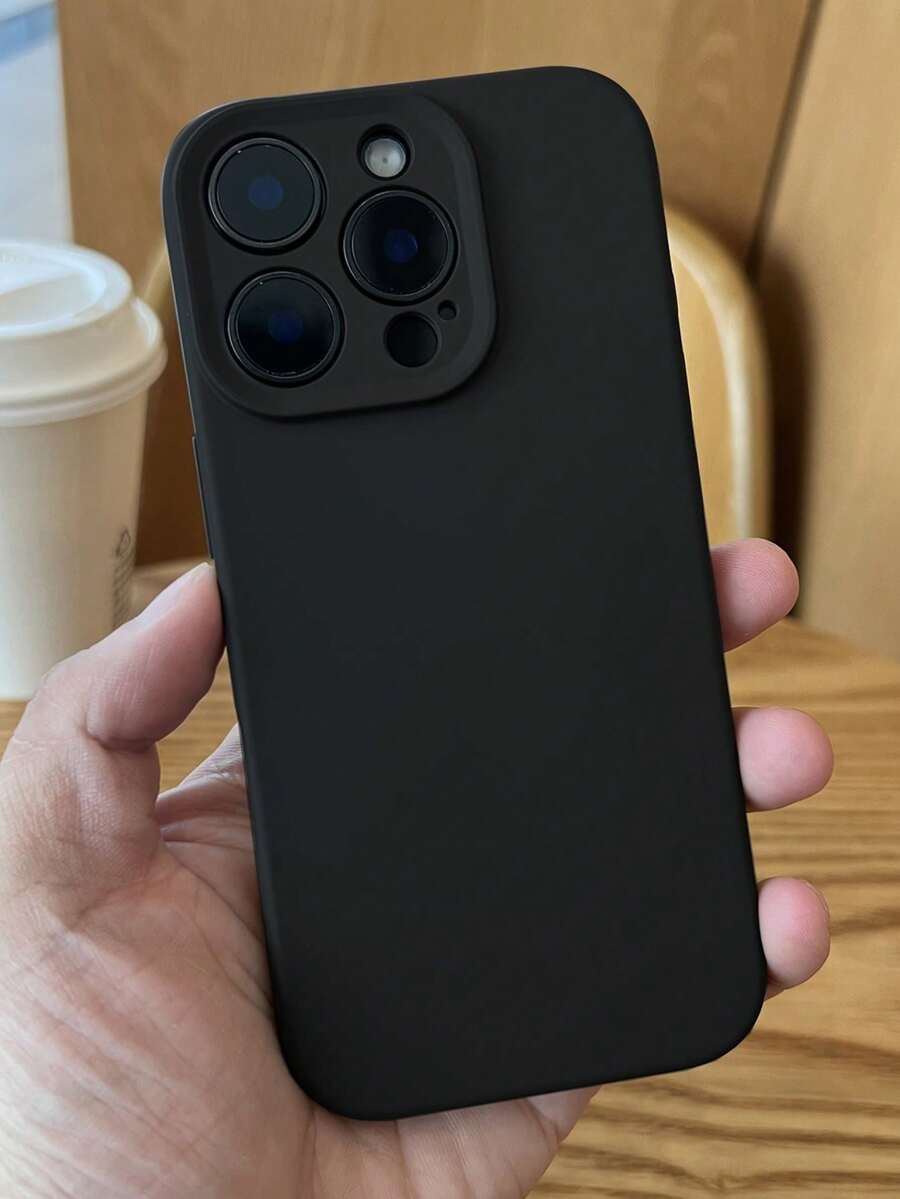 Bahan Silikon Hitam Solid, Casing Ponsel Pelindung Lensa Silikon Warna Solid, Kompatibel dengan iPhone 17 Pro Max 17 Pro 17 Air 16 15 14 13 12 Pro Max 11, Warna Permen, Pelindung Penuh, Hadiah Ulang Tahun - Hitam - View 1