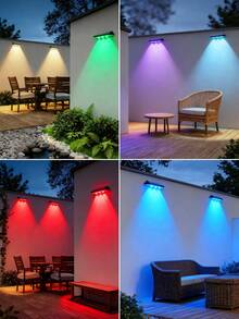 1pc Solar Powered 7-Color Changing Wall Light, Outdoor Waterproof LED Mood Light, Garden Patio Decor Spotlight, Suitable For Yard Landscaping, Balcony Decor, Party Ambiance, Night Lighting And Multi-Color Scene Switching