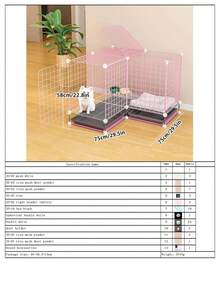 Rabbit Cage With Tray, Convenient Cleaning, Small Pet Cage With Litter Box, Indoor Puppy Villa, Litter Box Separation, Home Use Small Cat Cage - Assembly - View 21